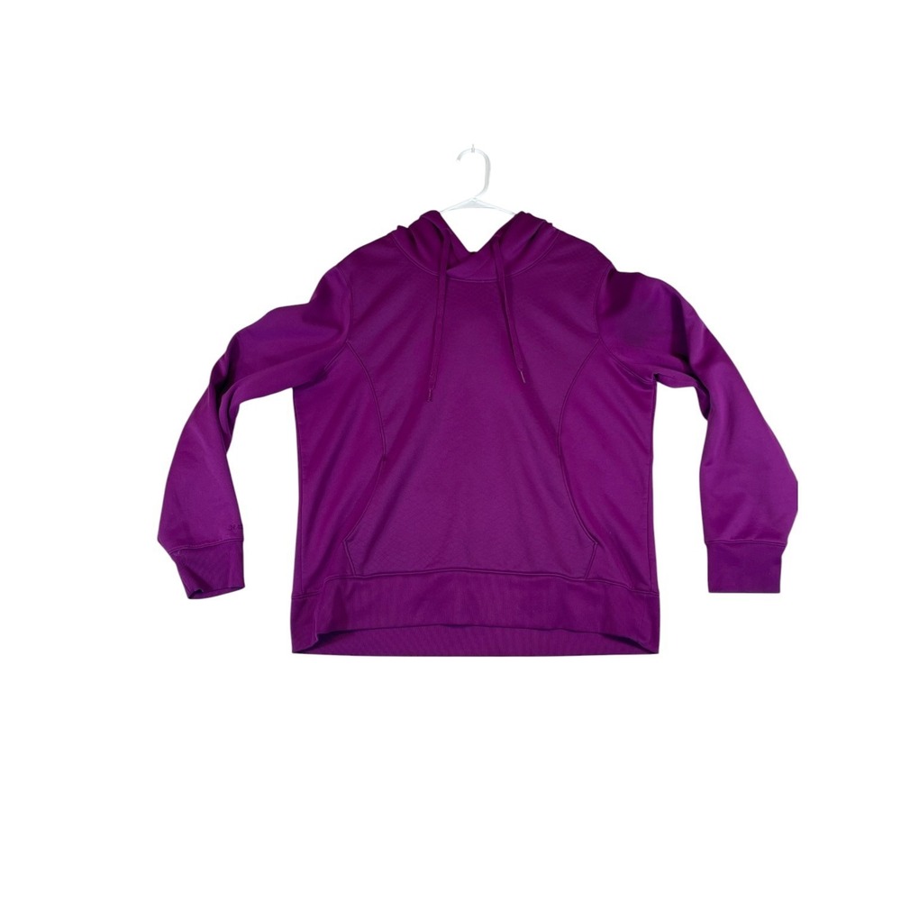 Under Armour Coldgear Hoodie Women XL Purple Fleece Lined Kangaroo Pocket Winter